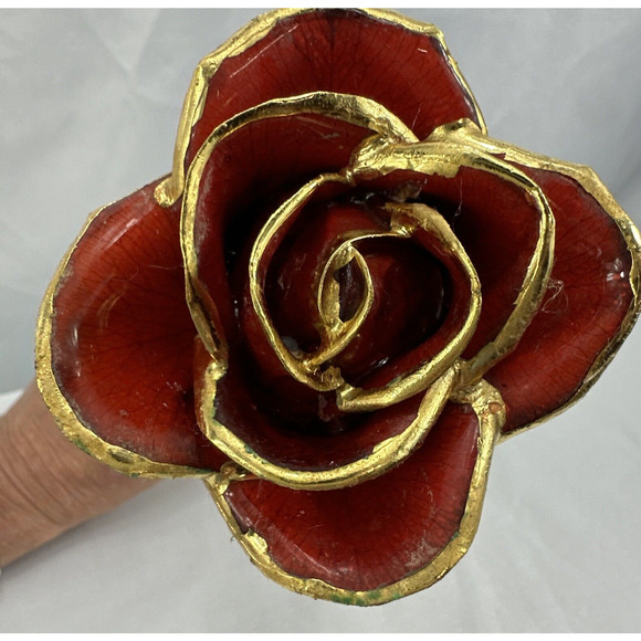 Red Rose 24K Gold Plated Forever Flower Valentines Day Gift Home Decor - Picture 4 of 9